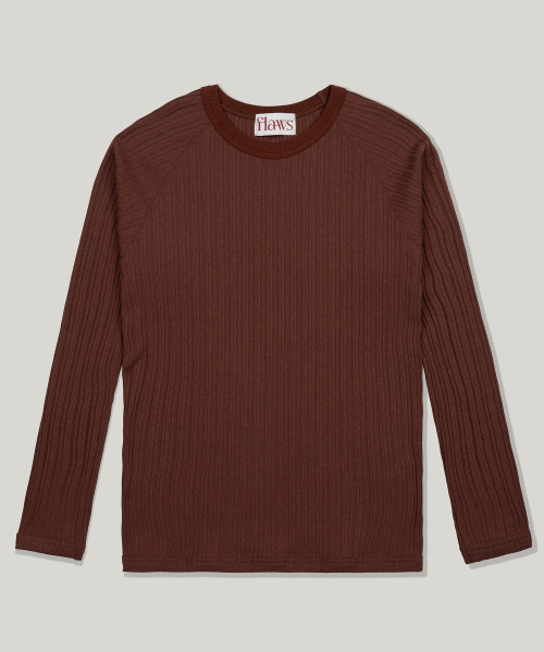 Ribbed Slim Long Sleeve [REDDISH BROWN]