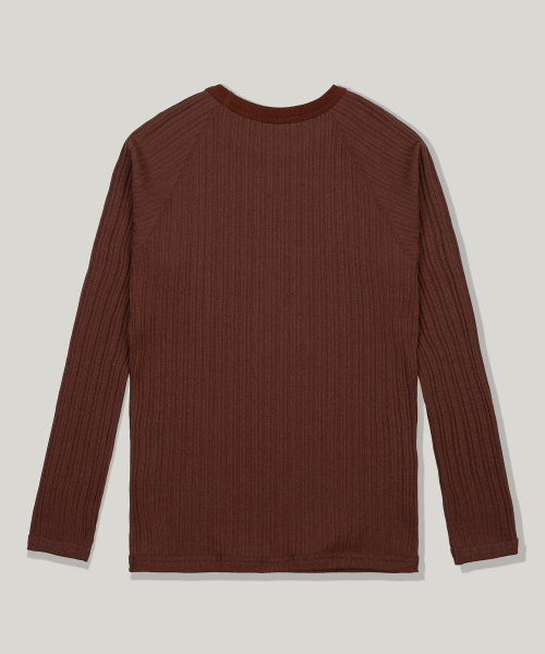Ribbed Slim Long Sleeve [REDDISH BROWN]