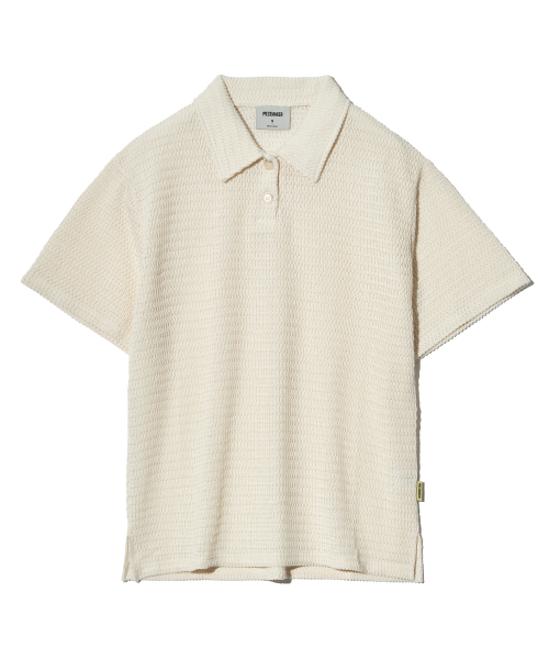 BUTTON UP COLLAR KNIT SHIRTS (CREAM)