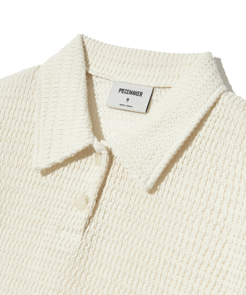 BUTTON UP COLLAR KNIT SHIRTS (CREAM)
