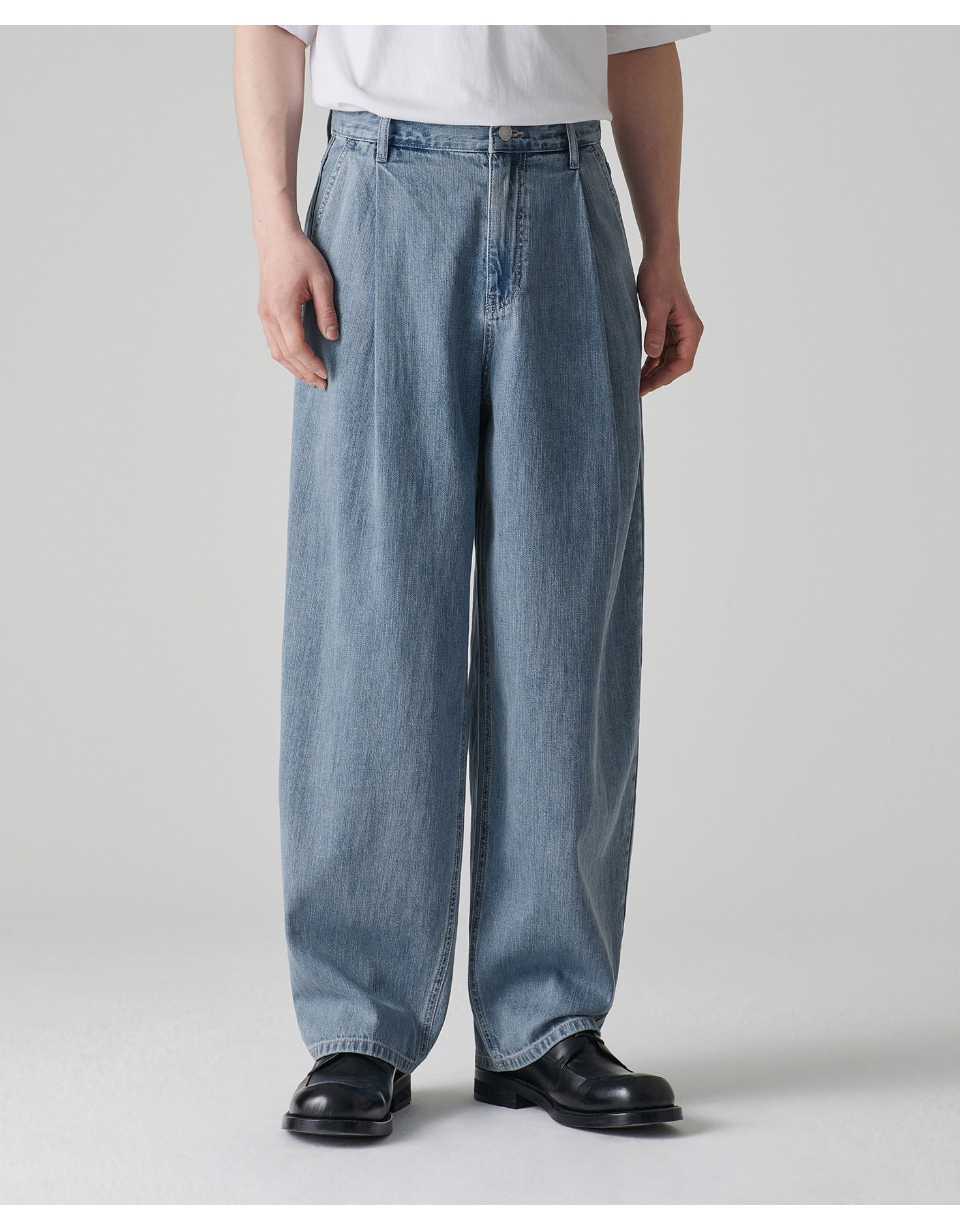 MUSINSA | MUSINSA STANDARD Linen Like Semi-Balloon Denim
