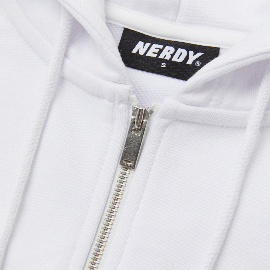MUSINSA公式 | NERDY Women's Slim Fit Hoodie Zip-Up White