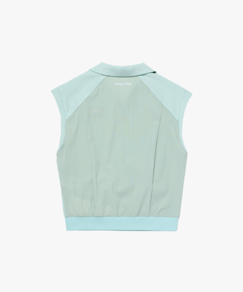 MCC W V-NECK WOVEN MIX VEST-MINT