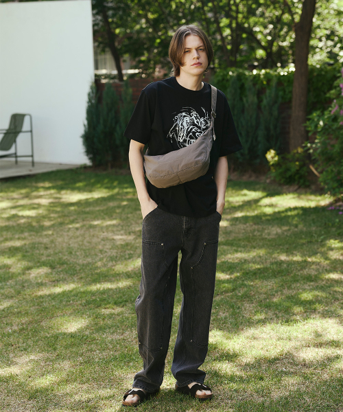 STITCH HOBO CROSS BAG [GREY]