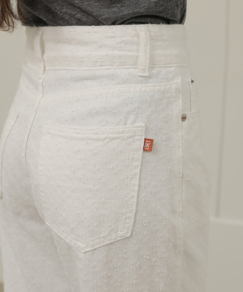 Lace Two Button Wide Cotton Pants_NSCP446 (White)