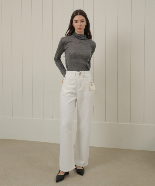 Lace Two Button Wide Cotton Pants_NSCP446 (White)
