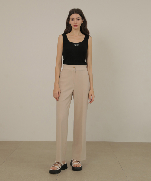 Basic High Waist Span Slacks_NSSL453 (Beige)