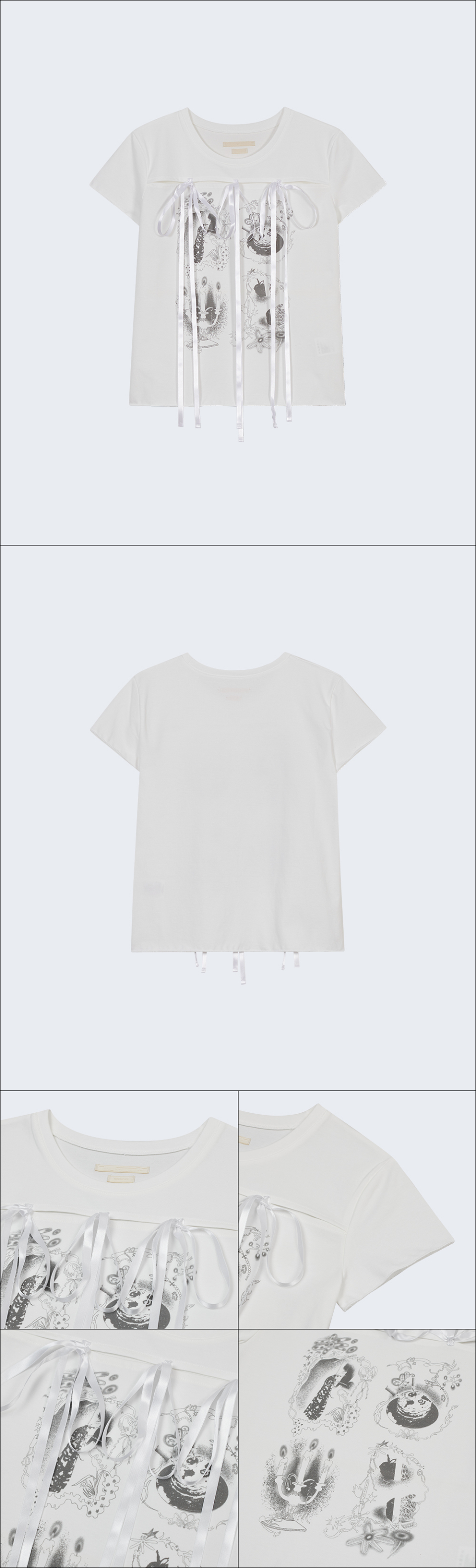 MUSINSA | TYPESERVICE Front Slit Ribbon T-Shirt [Off White]