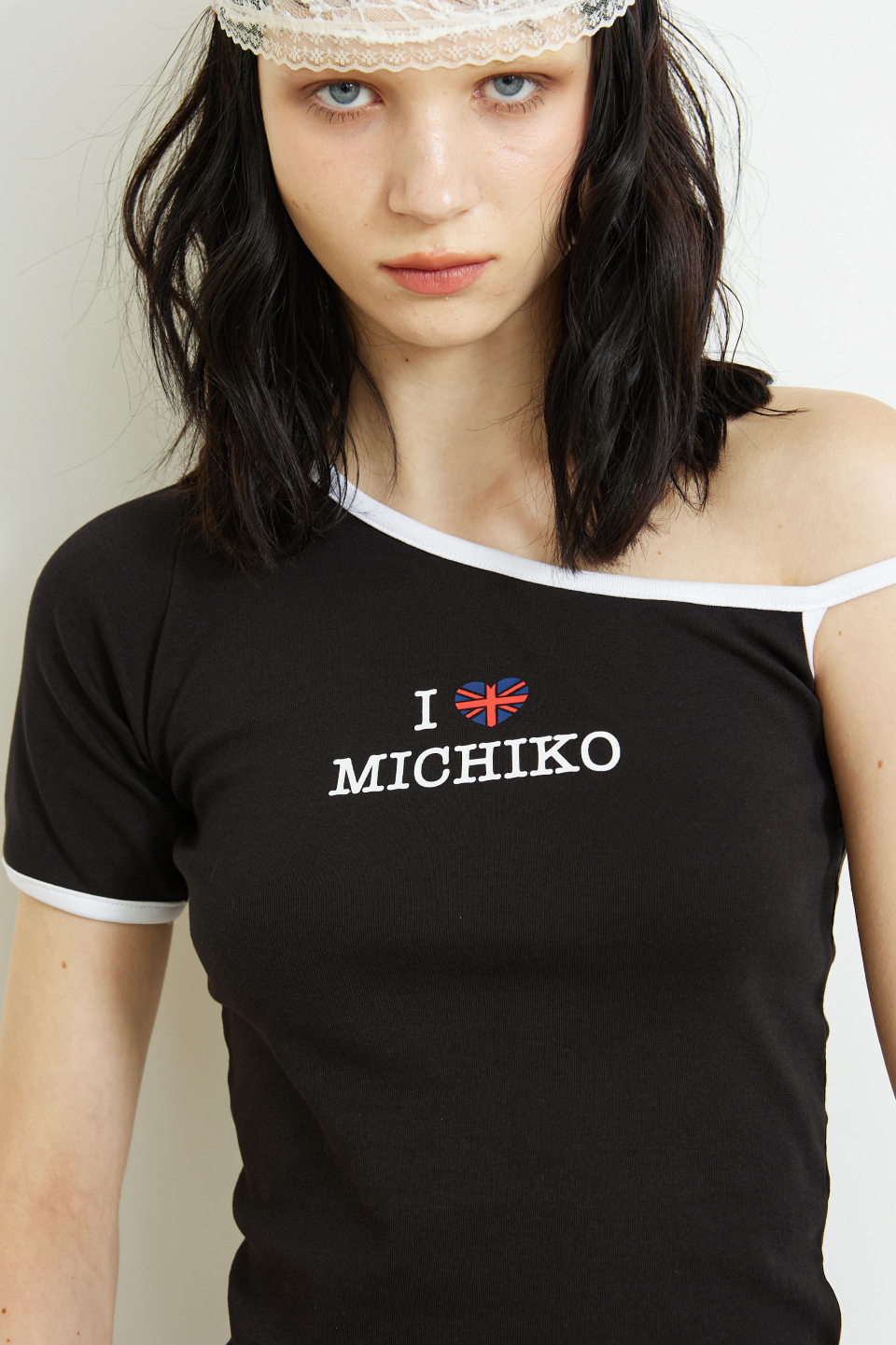 【MICHIKO LONDON】◆HEART UNION JACK UNBALANCE TOP◆大人気◆ HEART UNION JACK UNBALANCE TOP BLACK - 감도 깊은 취향 셀렉트