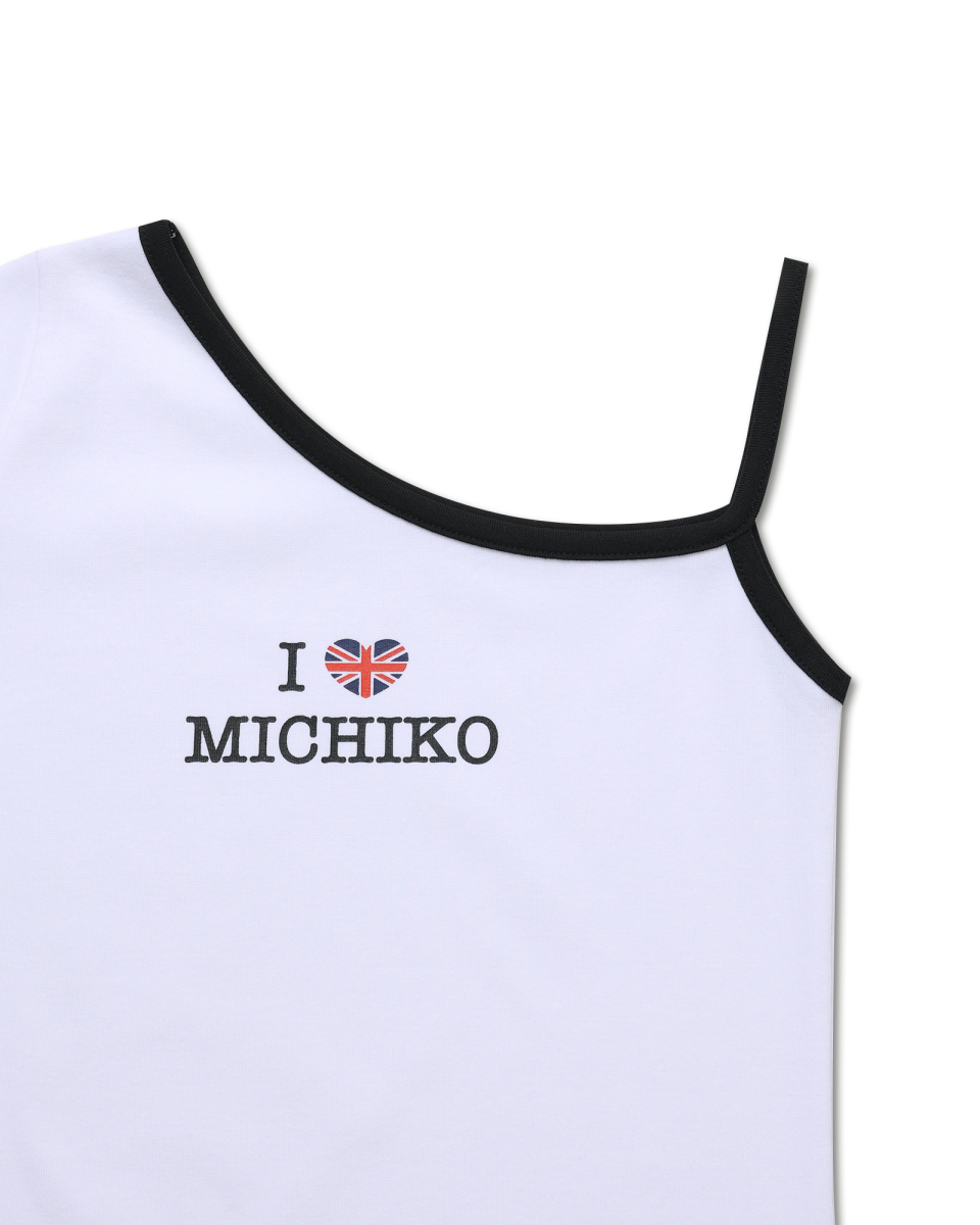 【MICHIKO LONDON】◆HEART UNION JACK UNBALANCE TOP◆大人気◆ MUSINSA | MICHIKO LONDON Heart Union Jack Unbalanced Top White