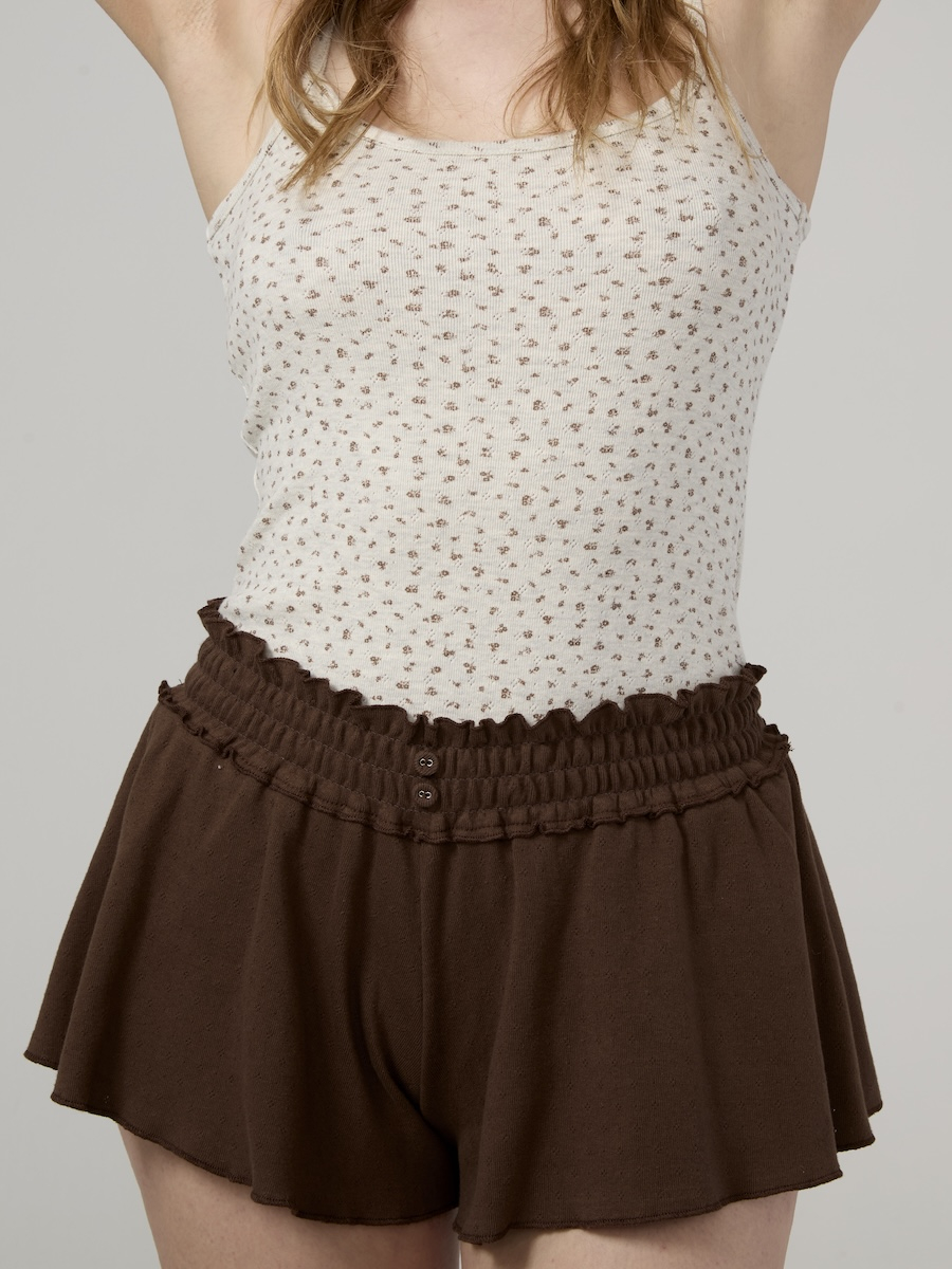 글로니(GLOWNY) PROVINCE EYELET SHORTS (CHOCOLATE) - 사이즈