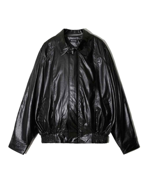 Glossy Coating Blouson Black