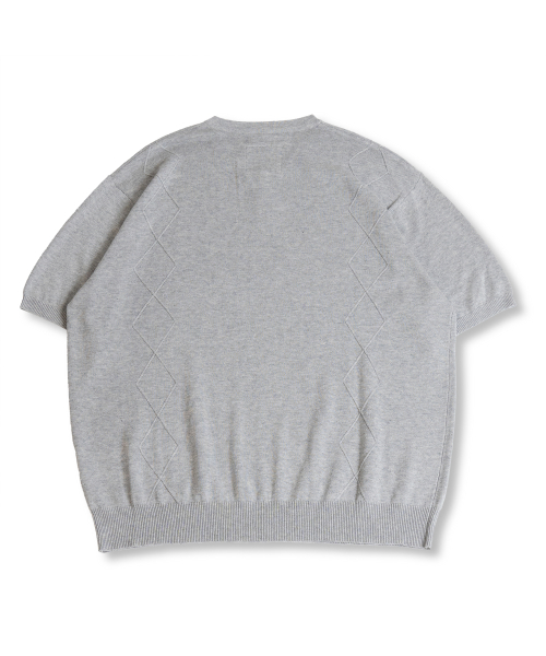 Кабельный трикотажный пуловер хенли с коротким рукавом Melange Gray