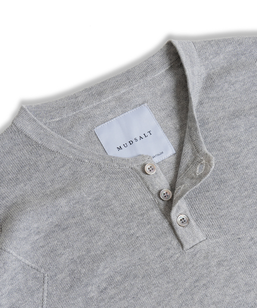 Кабельный трикотажный пуловер хенли с коротким рукавом Melange Gray