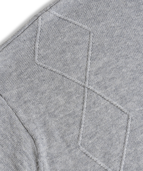 Кабельный трикотажный пуловер хенли с коротким рукавом Melange Gray