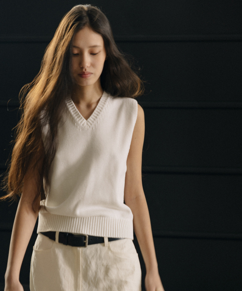 Хлопковый трикотажный жилет WHITE