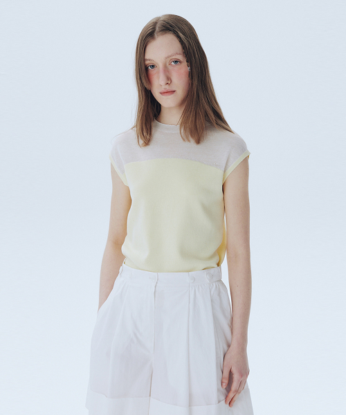 Sheer Mock Neck Sweater_LIGHT YELLOW