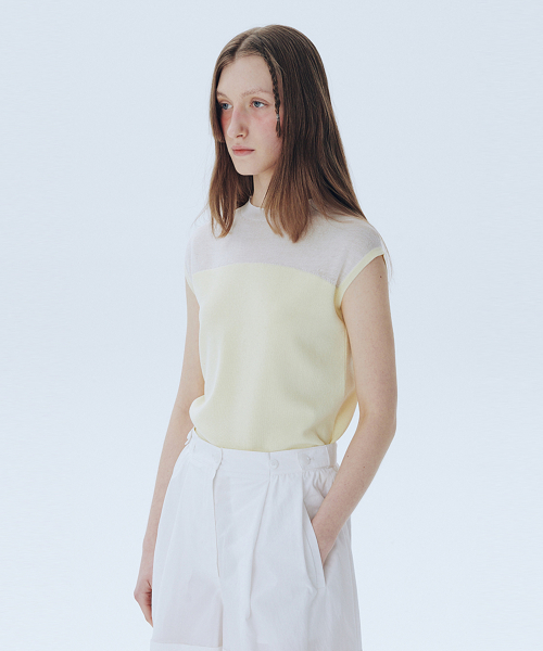Sheer Mock Neck Sweater_LIGHT YELLOW