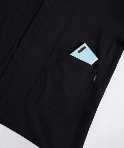 Essential Linen Oversized Fit Robe Cardigan Black