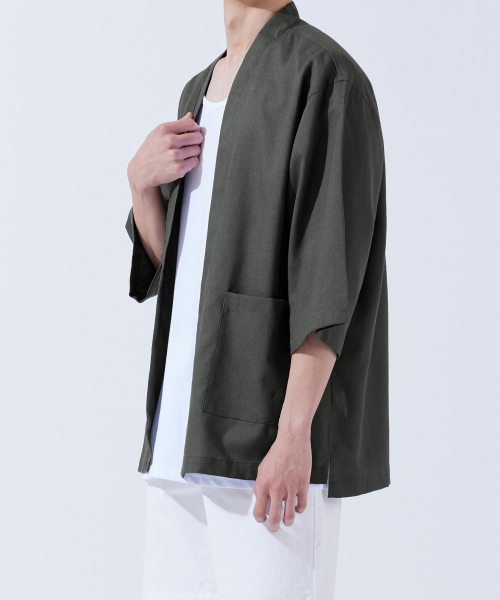 Essential Linen Oversized Fit Robe Cardigan Chacoal