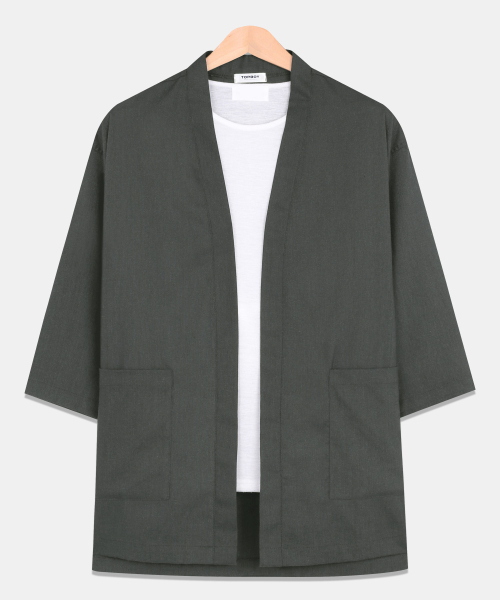Essential Linen Oversized Fit Robe Cardigan Chacoal