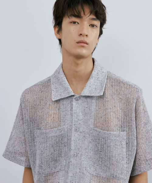 Needle crochet 1/2 shirt (gray bokashi)