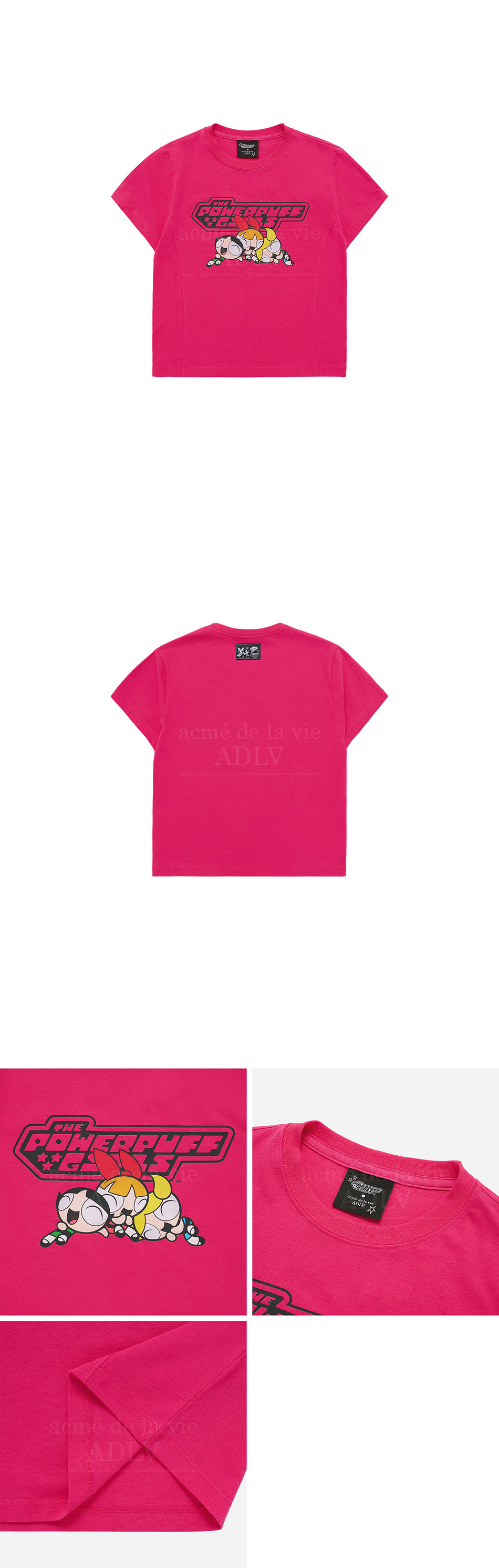 Tシャツ・カットソー [ADLV] The Powerpuff Girls x acmedelavie logo crop t-shirts ADLV x THE POWERPUFF GIRLS GRADIENT CURLY LOGO CROP T-SHIRT