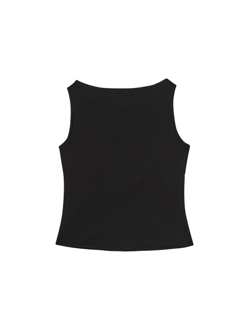 EMBLEM DRAPE TOP BLACK