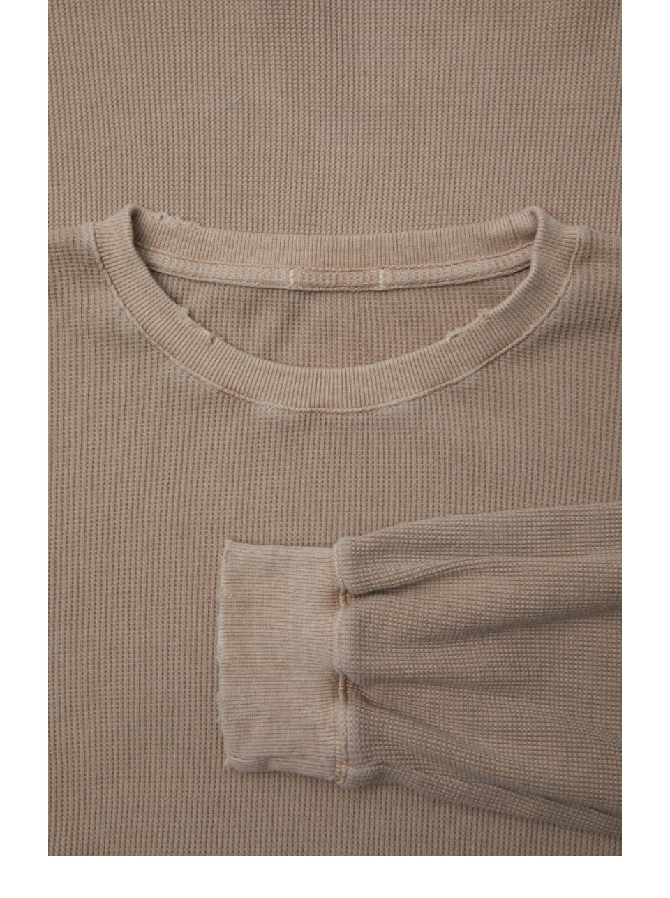 ★COOR★ Damaged waffle long sleeve t-shirt washed sand beig MUSINSA | COOR Damaged Waffle Long Sleeve T-shirt (Washed