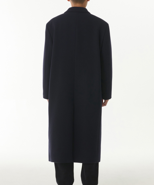 Wool Blend Big Daddy Double Maxi Coat [Navy] thumbnail 2