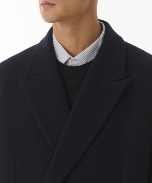 Wool Blend Big Daddy Double Maxi Coat [Navy] thumbnail 3