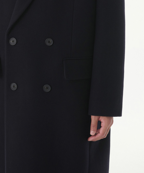 Wool Blend Big Daddy Double Maxi Coat [Navy] thumbnail 4