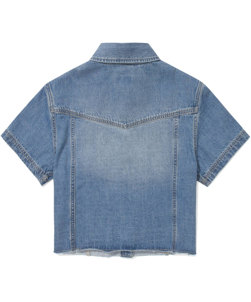 Женская джинсовая рубашка с коротким рукавом Blue