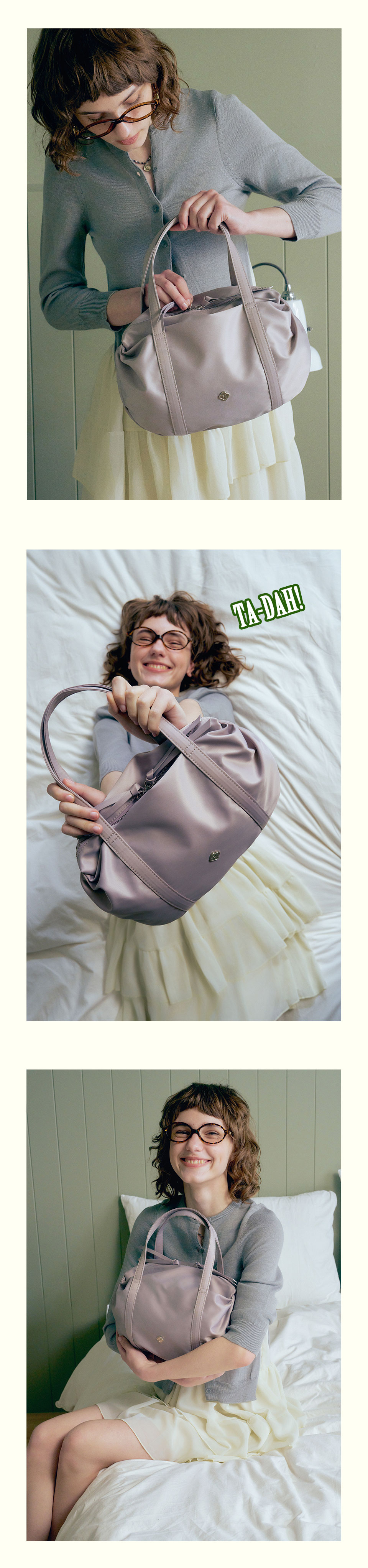 MUSINSA公式 | HEEARI Aurora Shirring Duffle Mini Bag_Lilac