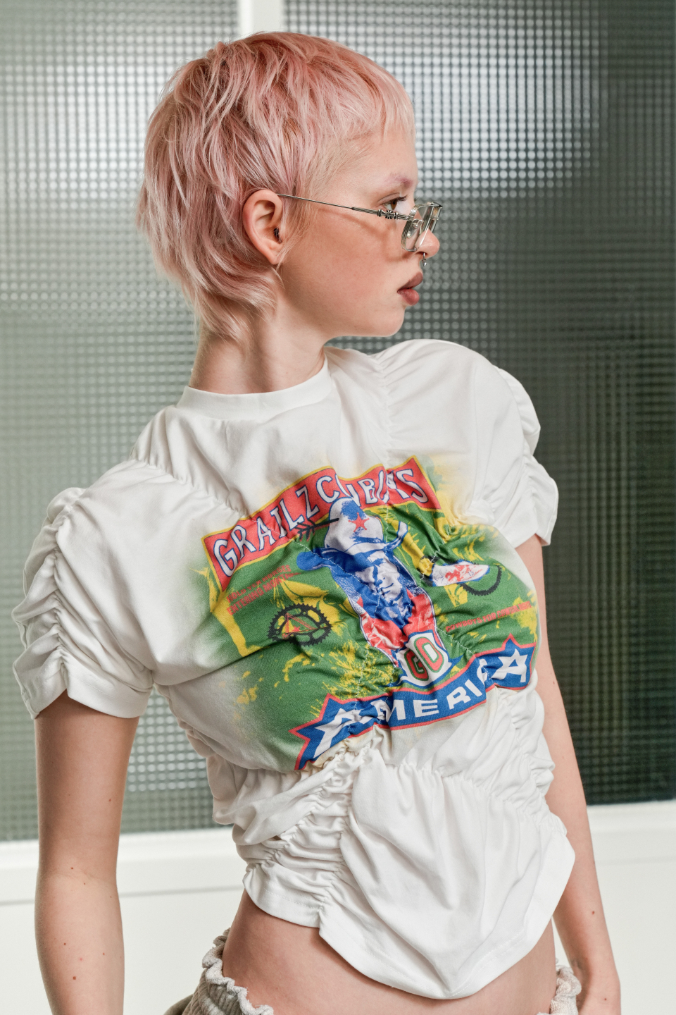 ☆韓国の人気☆【GRAILZ】☆COWBOY SHIRRING T-SHIRTS☆ ☆送料・関税込☆GRAILZ☆COWBOY SHIRRING T-SHIRTS☆ (GRAILZ/T