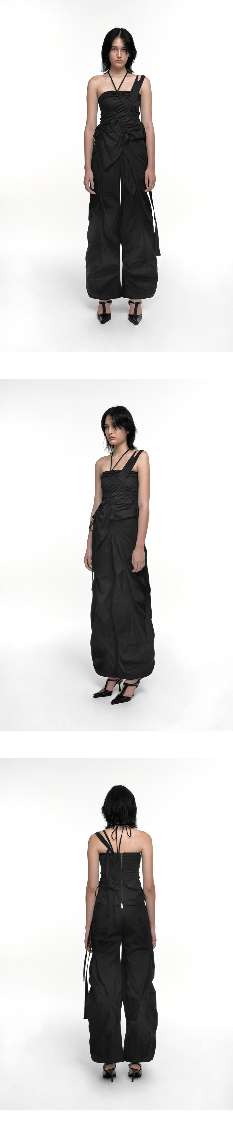 MUSINSA | NACHE DISTORTED DRAPING PANTS (UNISEX) BLACK