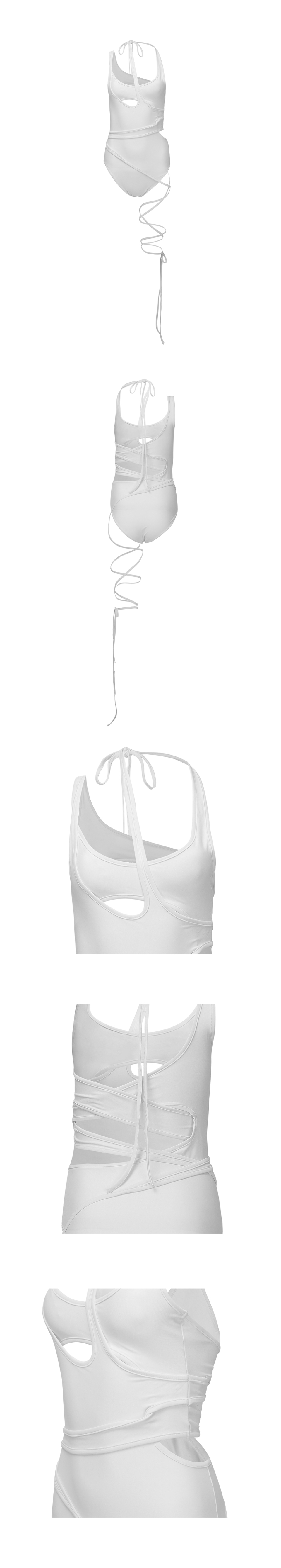 ★NACHE★ TWINE SWIM SUIT WHITE One-piece textured swimsuit with removable cups - WHITE | Colmar