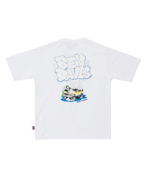WHITE LABEL WASHING A CAR TEE WHITE