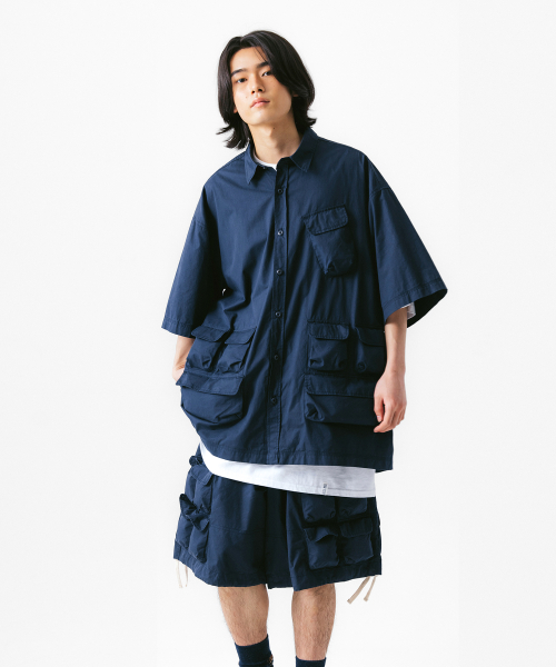 Slather Utility Pocket Half Shirt - Navy