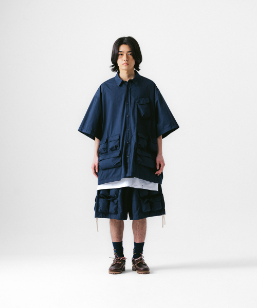 Slather Utility Pocket Half Shirt - Navy
