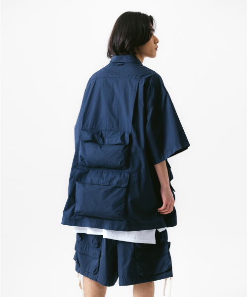 Slather Utility Pocket Half Shirt - Navy