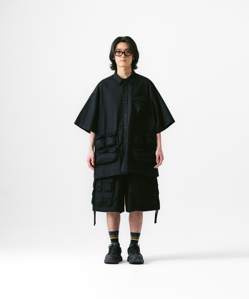 Slather Utility Pocket Half Shirt - Black