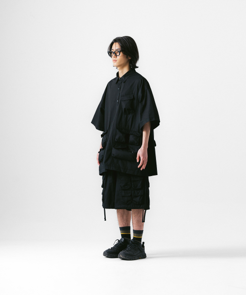 Slather Utility Pocket Half Shirt - Black