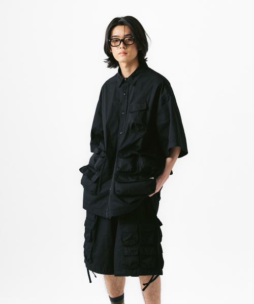Slather Utility Pocket Half Shirt - Black