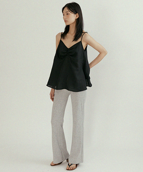 linen bamboo blended sleeveless-black