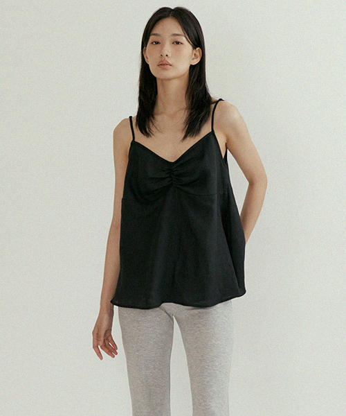 linen bamboo blended sleeveless-black