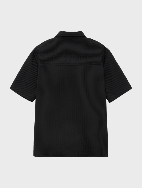 Плиссированная рубашка 3D с коротким рукавом (Black)