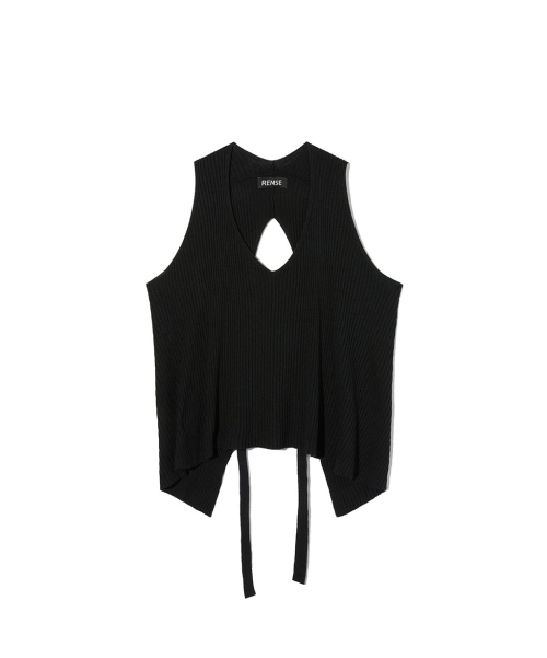 Back Open Ribbon Knit Black