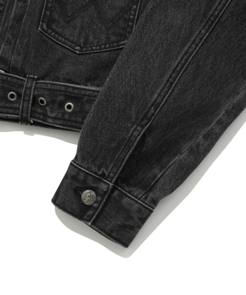Женская джинсовая кроп-куртка с ремнем COVERNAT X WRANGLER Dark Gray