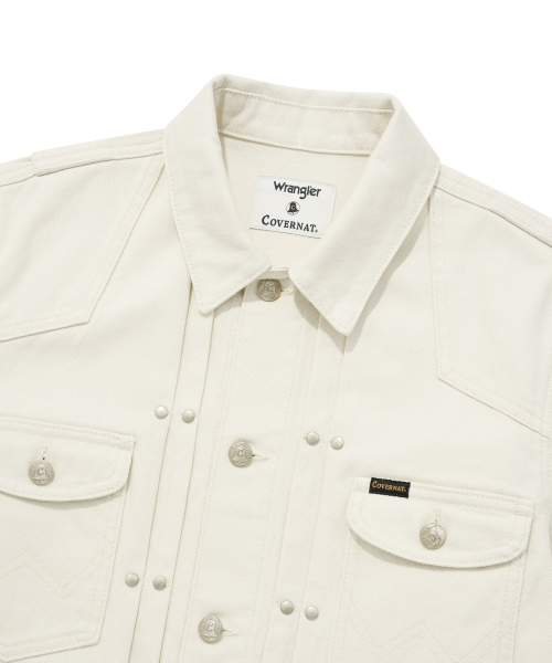Женская укороченная джинсовка с ремнем COVERNAT X WRANGLER Ivory